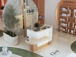 Custom Beauty Salon Interior Design Wooden Reception Counter Display <b>Shelves</b> Salon Furniture Fixtures - Product Image 6
