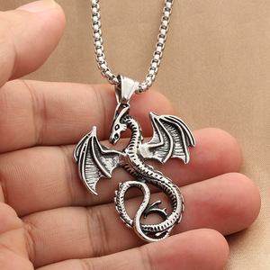 สร้อยคอจี้มังกรสแตนเลสผู้ชายพังก์เรโทรดีไซน์รูปสัตว์ 270444 - Product Image 2