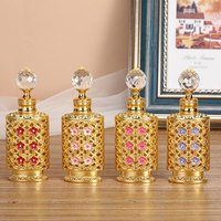 Flacon d'huile de parfum rond de luxe de 12 ml style Dubaï, diffuseur à bâtonnets – Design élégant du Moyen-Orient, flacon de recharge de parfum exquis