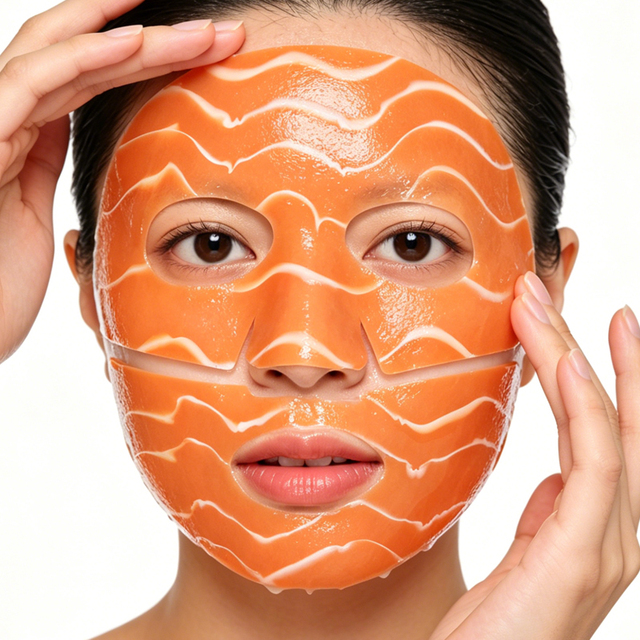 Hot Selling OEM Salmon Bio-Collagen Vitamin C Sheet Mask Moisturizing Anti-Wrinkle Repairing Brightening Overnight Skin Care