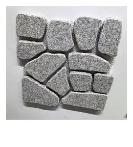 Granit döşemeler Driveway eskitme küp doğal taş örgü gri granit arnavut kaldırımı paspaslar levha parke taşı arnavut kaldırımı