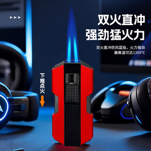 Mecha Dual Pulse Refillable Butane Fuel Torch <b>Lighter</b> Windproof Portable <b>Cigar</b> Drill Gift for Presents - Product Image 4