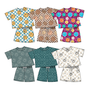 Preorder Boutique estiva occidentale clothet Plaid stampa con sorriso set da ragazza per bambini piccoli abiti - Product Image 1