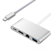 USB C Adaptör Çoklu Bağlantı Noktası 4'ü 1 Arada USB C Hub, 4K HDTV, RJ45, USB 3.0, Tip C PD Şarj Cihazı ile Macook Pro Air iPhone için