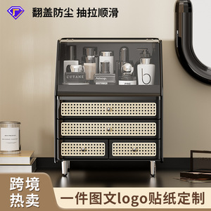 Cosmetic <b>Storage</b> <b>Box</b> With <b>Drawers</b> Plastic Makeup Organizer For Lipstick And Cosmetics With Lid Dust Proof Design - Product Image 3