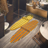 Tapis de sol irrégulier en microfibre tufté en forme de planche de surf, fabriqué à la machine, absorbant l'eau, antidérapant et résistant aux taches