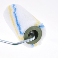 Lukisan baru laris Roller cat kuning dan biru garis sekrup braket kuas rol dengan pegangan plastik Set alat pengecatan