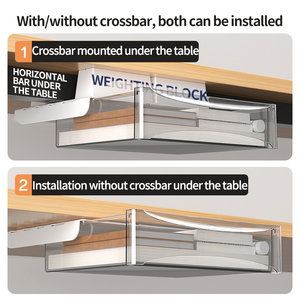 Zelfklevende lade onder het bureau, bevestigbare opbergorganizer onder het bureau, verborgen uitschuifbare lade voor kantoor, huis, kast, schrijfwaren - Product Image 3