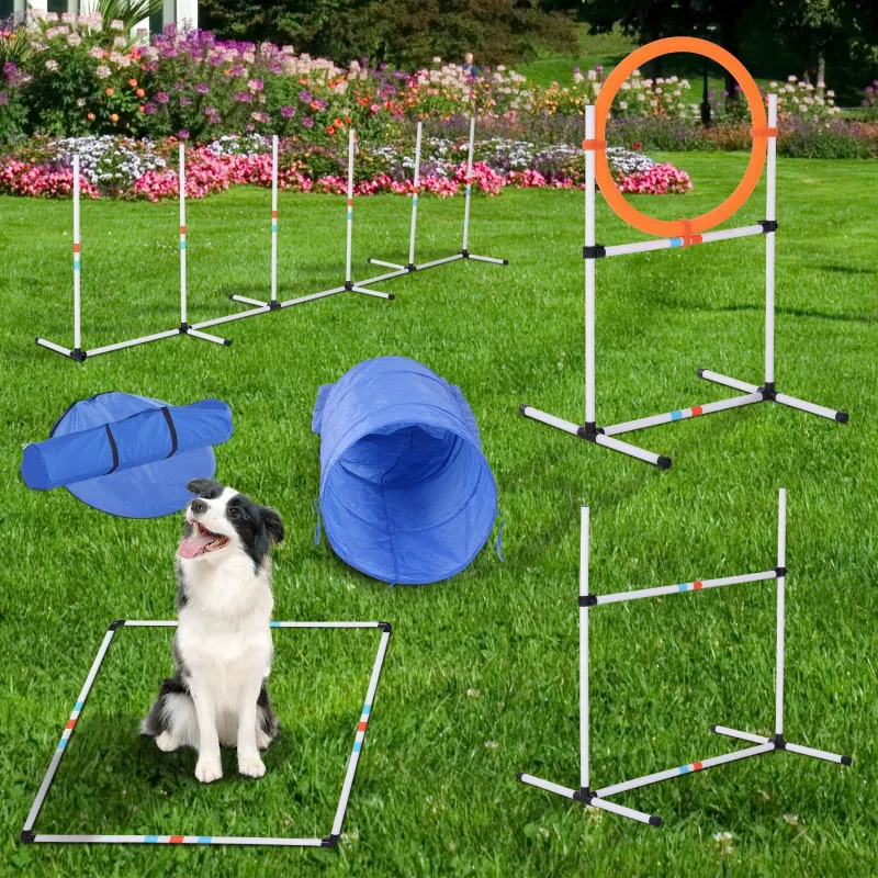 Aangepaste Hot-Selling Hond Behendigheid Trainingsapparatuur Tunnelpalen Hindernissen Oefenen Huisdier Hindernis Hindernisbaan Behendigheid Huisdier Training Set