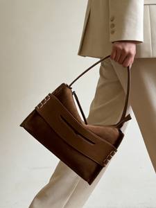 Fábrica de Bolsos, Venta al por Mayor Personalizada, Bolsos de Mano de Cuero Genuino de Gamuza Esmerilada de Alta Calidad, Estilo Retro para Mujer, Bolsos de Hombro 2025 - Product Image 4