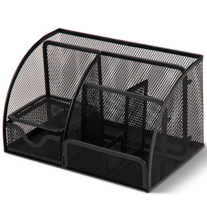 Organisateur de bureau et <span class=keywords><strong>scolaire</strong></span> de haute qualité, multifonctionnel, 7 compartiments, en métal noir, forme carrée - Product Image 4