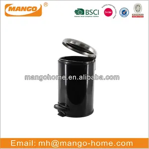 Powder Coating Stainless Steel Bathroom Waste Bin With Toilet Brush Holder Set With Dome Iron Lid