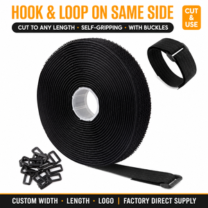 Sangle auto-agrippante double face avec boucle en <span class=keywords><strong>D</strong></span>, couleur personnalisée, organisateur de câbles réutilisable, directement de l'usine - Product Image 6