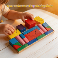 Train d'apprentissage pour enfants, Puzzle préscolaire, jeu éducatif, jouets en bois, blocs de construction créatifs de forme géométrique, jouets pour enfants