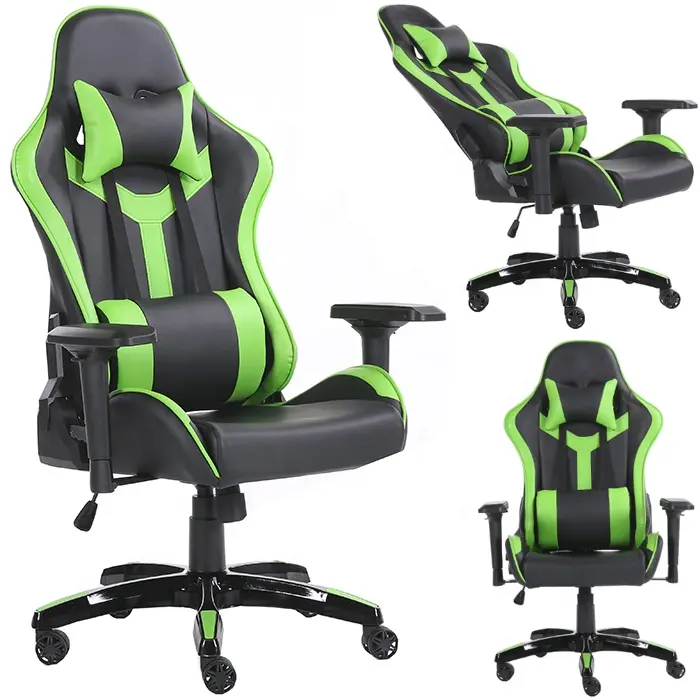 Chaise de Gaming en cuir et de couleur vert, haute qualité, pour Gaming