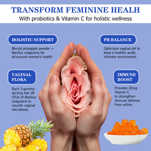 Gummies Probiotiques Équilibre Féminin en Gros pour Femmes avec Poudre de Fruit d'Ananas et Vitamine C pour Soutenir la Flore Vaginale - Gummies à Base de Plantes - Product Image 3