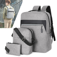 Ensemble de sacs à dos pour ordinateur portable 3 pièces, doublure en nylon imperméable, sacs à bandoulière élégants et pratiques pour adolescents, sacs d'école pour courts voyages, fermeture éclair