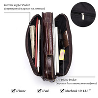 Sac Messager Rétro en Cuir Véritable Personnalisé pour Hommes, Grande Capacité, pour Bureau, Voyages d'Affaires, avec Fermeture Éclair