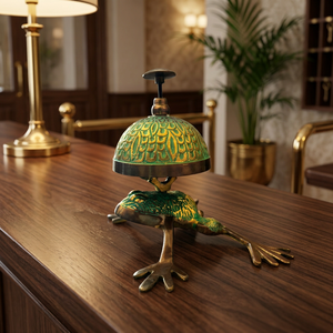 Campana de Escritorio de Latón Verde, Estilo Rana Saltarina, Campana Decorativa Vintage para Hotel, Oficina, Recepción, Restaurante, Servicio - Product Image 2