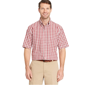 Camisa a Cuadros de Poliéster/Algodón para Hombre, Estilo Casual de Verano, Cuello con Botones, Transpirable, Antiarrugas, Diseño a Cuadros - Product Image 1