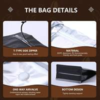 Sacs à café personnalisés avec logo, en plastique et aluminium, fond carré, finition givrée brillante, avec valve et fermeture éclair