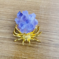 Figura de Araña de Cristal de Metal con Racimo de Amatista Natural, Adorno Creativo de Animal de Cristal para Decoración del Hogar y Escritorio, Festival
