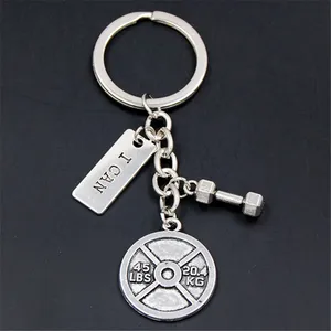 1 pièce Porte-clés de sport tendance en alliage de zinc, avec breloque haltère et haltère lestée, thème fitness, gym, <span class=keywords><strong>Crossfit</strong></span>, force, avec inscription, <span class=keywords><strong>cadeau</strong></span> pour hommes - Product Image 2