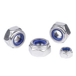 Écrou de blocage hexagonal autobloquant Tengri DIN 985, en acier inoxydable 316, passivé, filetage <span class=keywords><strong>M10</strong></span>, avec insert en nylon bleu et blanc - Product Image 4
