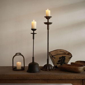 Porte-bougie rustique vintage en fonte, fait main, noir, en <span class=keywords><strong>fer</strong></span> forgé, pour décoration de ferme, idéal pour mariage - Product Image 2