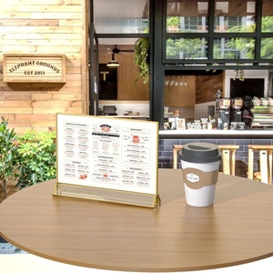 Porte-panneaux en <span class=keywords><strong>acrylique</strong></span> format lettre, doré, lot de 6, 8,5x11 po, support de table pour numéros de mariage, support <span class=keywords><strong>photo</strong></span> horizontal, double face - Product Image 4