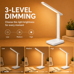 LED デスクランプ 3 レベル調光可能タッチナイトライト USB 充電式目の保護折りたたみ式テーブルランプ寝室のベッドサイドデスク用 - Product Image 4
