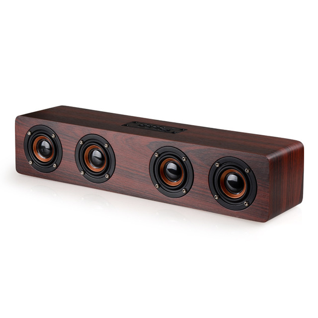 Vofull Mini Sound Bar Creative Audio Wooden Wireless Blue Tooth Sound Bar Speaker for TV, Computer or Desktop //