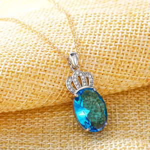 Collier pendentif couronne pour femme, serti de quatre griffes, bijoux de mode - Product Image 3