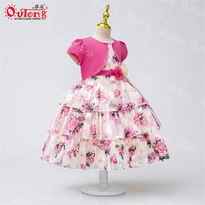 Yoliyolei pakaian anak-anak Fashion dengan pakaian musim panas gaun anak perempuan gaun motif bunga berlapis gaun anak perempuan lucu - Product Image 4