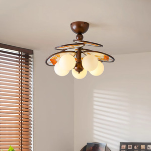 Lustre LED multi-têtes de style vintage, éclairage domestique avec abat-jour émaillés, design esthétique de la dynastie Song - Product Image 1