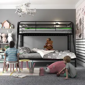 Barato fuerte loft cama de metal de tamaño completo literas marco de cama de metal para adultos