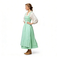 Ensemble tablier de femme de chambre vintage marron à carreaux, chemisier à volants rétro victorien en polyester, costume Dirndl pour femme pour l'Oktoberfest