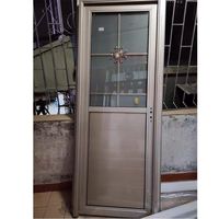 Porte en verre trempé double vitrage, demi-verre, demi-panneau, en alliage titane-magnésium, style minimaliste, idéale pour les salles de bain et les cuisines