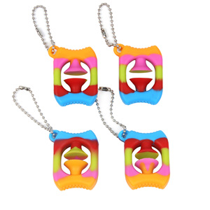 New Design <b>Mini</b> Rainbow <b>Hand</b> Finger Snap Key Chain <b>Hand</b> Grip Snap Sensory Fidget Toys - Product Image 2