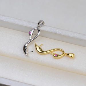 Handmade S925 Silver Baroque Pendant Large <b>Swan</b> <b>Head</b> Double-Sided Necklace Shaped Pearl with Hollow Base DIY Accessory 1774 - Product Image 2