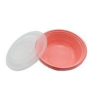 Boîte alimentaire ronde en plastique avec couvercle transparent, micro-ondable, jetable, pour plats à emporter