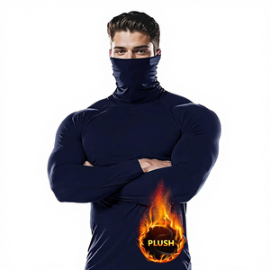 Maglia Termica Invernale da <span class=keywords><strong>Uomo</strong></span> con Collo Alto e Maschera Integrata, Top Aderente per Corsa, Fitness, Allenamento, Strato Base Compressivo per Sport - Product Image 4