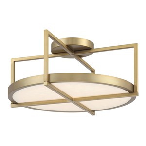 Brass & Ribbed Glass Drum Modern Luxury Flush Mount <b>Ceiling</b> <b>Light</b> | Opulent Lighting for Hotel Lobby & Premium Area - Product Image 2