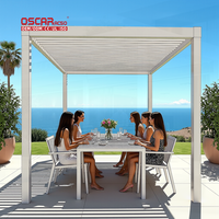 Pergola de jardin illuminée, imperméable, avec structure en aluminium, pour dîner sous le ciel nocturne, charmante et magique