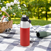 Frasco Bouteille d'eau à double paroi en acier inoxydable Tasse en métal Tumbler Termo Promotion de fiole à vide isolée avec manchon en liège 1000ML