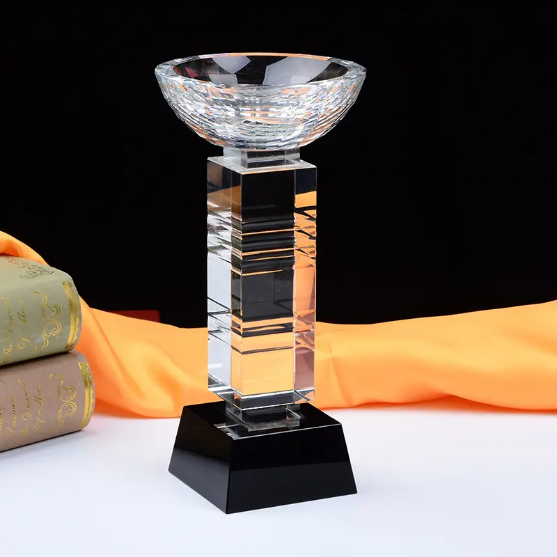 MH-NJ00818 Crystal Bowl shaped Trophy for Student Gathering Souvenir Crystal Trophy Awards