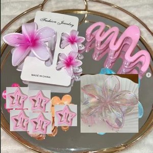 Pinzas de Pelo con Flor de Plumeria para Mujer, Accesorios para el Cabello Estilo Vacaciones en la Playa, Pinza de Tiburón Elegante para Peinados Recogidos - Product Image 4