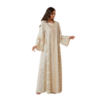 Kaftan Abaya décontracté pour femmes à manches longues et col rond, imprimé géométrique mandala ethnique, pour les occasions du soir
