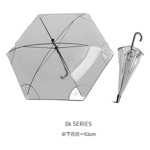 Paraguas Transparente de 92 cm, 8 Varillas, Apertura Manual, Protección Solar y contra la Lluvia, para Niños, Uso Escolar - Product Image 1