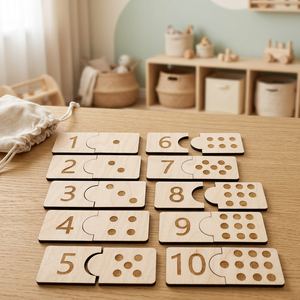 Wooden Number Matching Puzzle Montessori Math Learning Blocks Counting Teaching Toy for Kids - Product Image 4